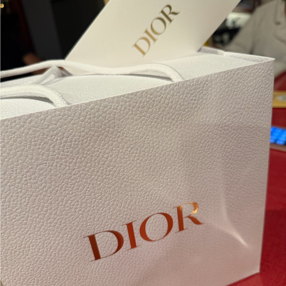 Dior White Bag with Gold Logo